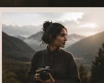 Photographer holding a camera outdoors